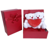 Coppia Orsetti con Cuore 20cm Peluche Bianco Scatola Regalo San Valentino