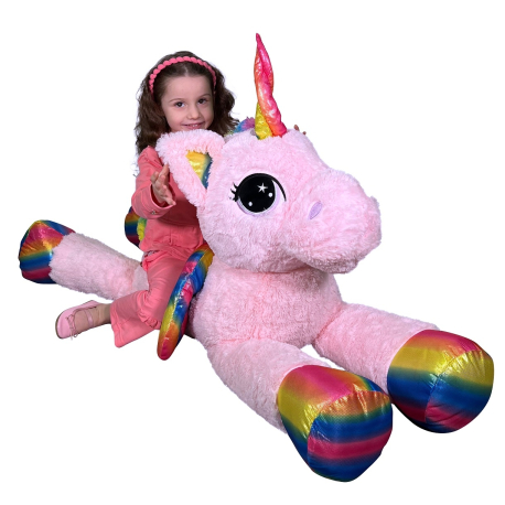 Giant Huge Unicorn Plush Toy 120cm With White Wings Lying Adult Kids