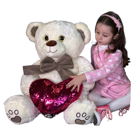 Ivon Bear Plush 80 cm Beige, Perfect Gift for Children Adults