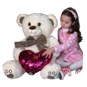 Ivon Bear Plush 80 cm White, Perfect Gift for Children Adults