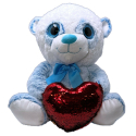 Orso Blu Peluche 45cm Cuore Paillettes Color Pastello Bambini Adulti
