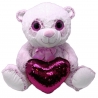 Orso Peluche Rosa 45cm Cuore Paillettes Color Pastello Bambini Adulti