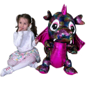 Giant Plush Dragon Pink Dragon 70 cm with Wings Sitting Glitter Children