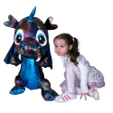 Giant Plush Dragon Blue Dragon 70 cm with Wings Sitting Glitter Children