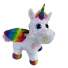 Unicorno 30cm con Ali Peluche Paillettes Lustrini Reversibile Bianco Girabrilla