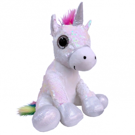 Unicorn 35cm sitting Plush Sequin Sequins Reversible Pink Girabrilla