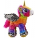 Unicorno 35cm con Ali Peluche Paillettes Lustrini Reversibile Fucsia Girabrilla