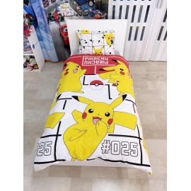Pokemon Pikachu Set lenzuola, Copripiumino 140x200 letto singolo 100% cotone Biancheria da letto