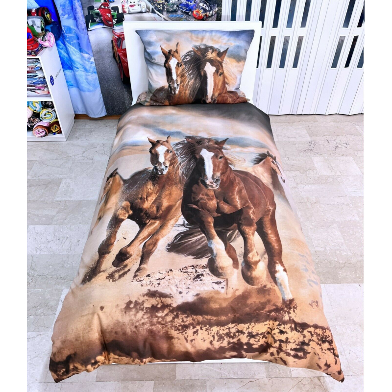Cavallo Marrone Horse Riding Set lenzuola Letto, Copripiumino 140 X 200 letto  singolo 100% cotone Biancheria da letto - LaTuaPreferita