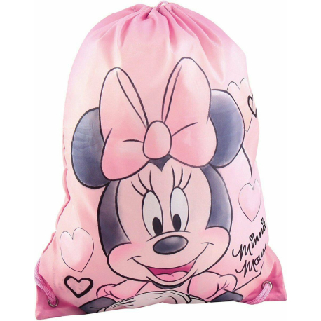 Disney Minnie Mouse Zaino Piatto Sacca Sport Palestra Escursioni Minnie Smile Zip