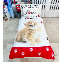 Sweet Gatto Rosso Set Letto Singolo Copripiumino 140x200cm, Biancheria in Cotone