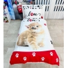 Sweet Red Cat Single Bed Set Duvet Cover 140x200cm, Cotton Linen