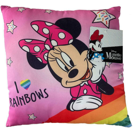 Cuscino Minnie Mouse Cuore 40x40cm Decorativo in Microfibra Bambini Divano Letto