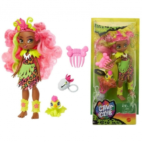 Cave Club Pigiama Party Preistorica Bambola Emberly Playset con Capelli Rosa