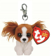 TY Beanie Peluche Cane Barks Portachiavi 8.5cm Ragazza Donna Clip Borsa zaino