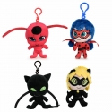 Miraculous Ladybug Portachiavi Peluche 12cm 3D ,Ciondolo Borsa Zaino Lady Bug + Tikki + Cat + Plagg