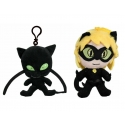 Miraculous Ladybug Portachiavi Peluche 12cm 3D ,Ciondolo Borsa Zaino Cat Noir + Plagg