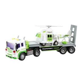 Car Tow Truck Truck Transport Helicopter Black Lights and Sounds 1:16 Scale