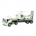 Car Tow Truck Truck Transport White Helicopter Lights and Sounds 1:16 Scale