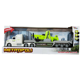 Car Tow Truck Transport Airplane Yellow Lights and Sounds 1:16 Scale