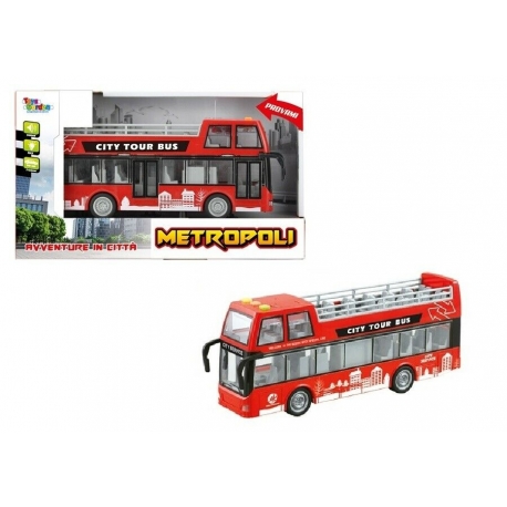 Metropoli Autobus Turistico Blu a Frizione Luci e Suoni Scala 1:16