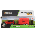 Jeep Car with Trailer Metal Model Scale 1:35 - 1:50 Farm Series Red