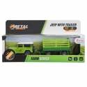 Auto Jeep con Rimorchio Modellino in Metallo Scala 1:35-1:50 Farm Serie Verde
