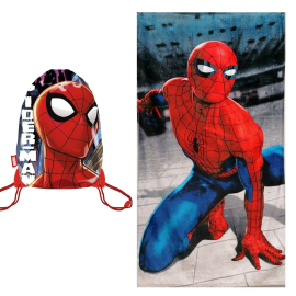 Spiderman Spider-Man Beach Towel in 100% Cotton 70x140cm Children + 40x30cm Bag