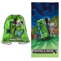 Minecraft Beach Towel 100% Cotton 70x140cm Children + Bag 40x30cm