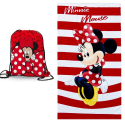 Minnie Mouse Righe Telo Mare MicroSpugna 70x140cm Bambina + Sacco 40x30cm