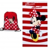 Minnie Mouse Righe Telo Mare MicroSpugna 70x140cm Bambina + Sacco 40x30cm