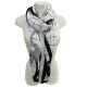 N°5 Nero Elegante Sciarpa Plissettata Misto Seta Sciale Foulard Donna Cerimonia