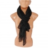 Nero Tinta Unita Crespa SCIARPA Scialle Foulard Coprispalle Misto Seta Unisex