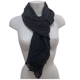 Bianco Zig zag SCIARPA Scialle Foulard Copri spalle Stola Misto Seta Unisex