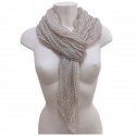 Beige Zig zag SCIARPA Scialle Foulard Copri spalle Stola Misto Seta Unisex