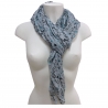 Gray Blue Figures Flowers SCARF Foulard Shrug Man Woman Mixed Silk FF1