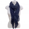 Blue Night Figures SCARF Foulard Shrug Man Woman Mixed Silk Cotton UM1