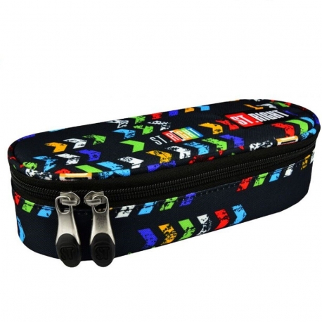 St.Right XD Bianco Nero Astuccio Porta Penne Piatto Scuola Organizzato