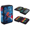 Spiderman Denim Large Double Zip Pouch With Accessories - 38pcs
