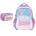 Large Backpack Elementary School Girl Footy Love Mermaid Paillette and Led