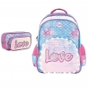 Large Backpack Elementary School Girl Footy Love Mermaid Paillette and Led