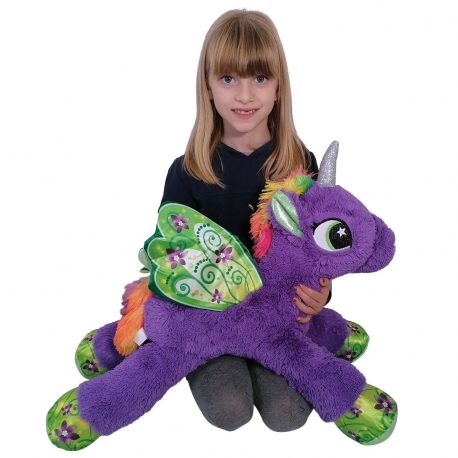 Unicorn Plush 60cm White Glitter Pony Magic Horse Lying with Wings