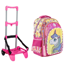 Footy Unicorn Blue Led Large Backpack with Detachable Trolley Seven