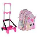 Footy Unicorno Pialiette Grigio Led Grande Zaino con Carrello Trolley Staccabile Seven