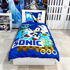 Sonic The Hedgehog 2pezzi Set Letto Singolo Copripiumino 140x200cm Biancheria