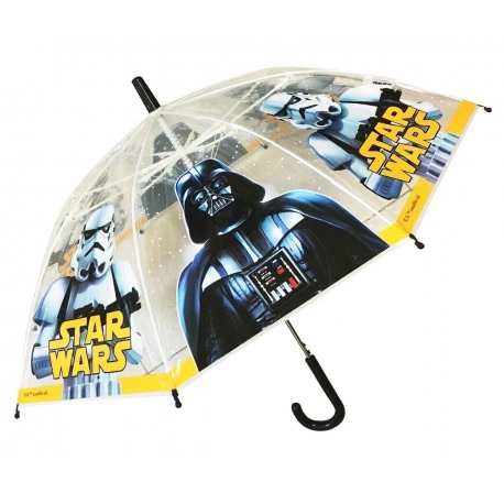 Disney Star Wars Grigio Ombrello Trasparente Bambini Ombrellino Parapioggia
