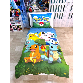 Pokemon Sea Single Bed Set Duvet Cover 140x200cm + Pillowcase in 100% Cotton