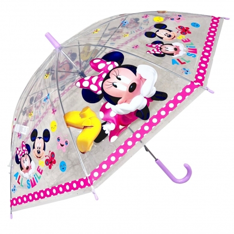 Minnie Mouse Ross Ombrello Trasparente Bambini Ombrellino Automatico Parapioggia
