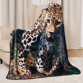 Leopard Plaid Blanket 120x150cm in Coral Fleece Blanket Sweet Home